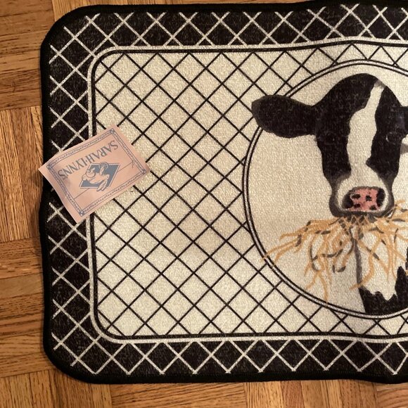 New Vintage USA Sarah Lynn’s Holstein Cow Country Kitchen Mat Rug 18”x30” Pop-up - Picture 5 of 9